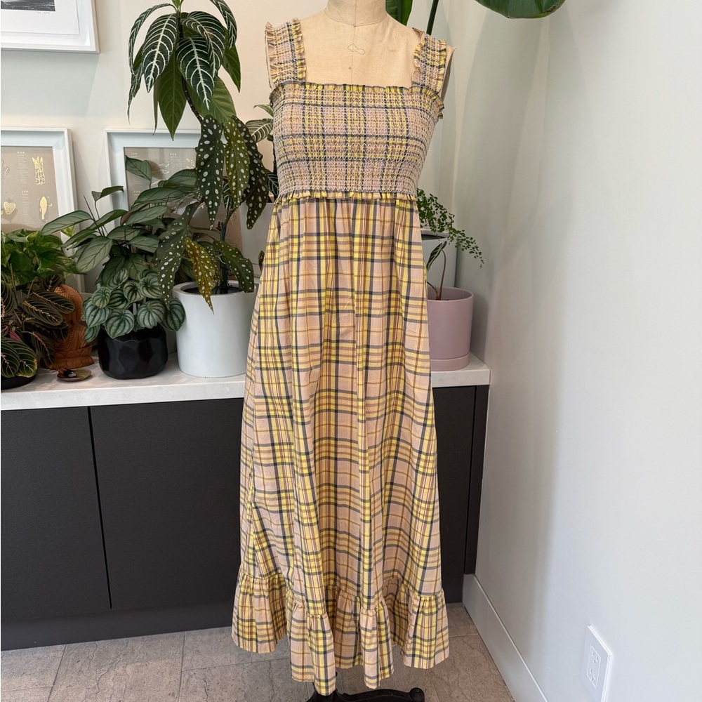 Rails Yellow and Gray Smocked Dress
